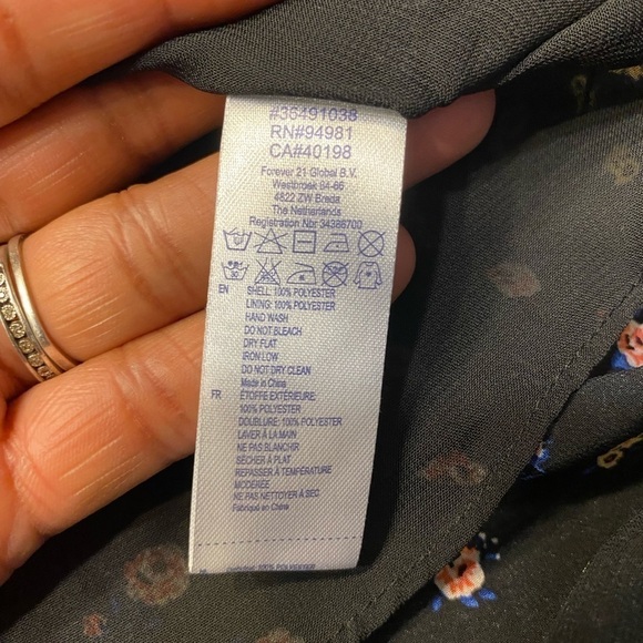 Womens Forever 21 Black Floral Print Spaghetti Strap High Low Dress S. - Picture 6 of 9